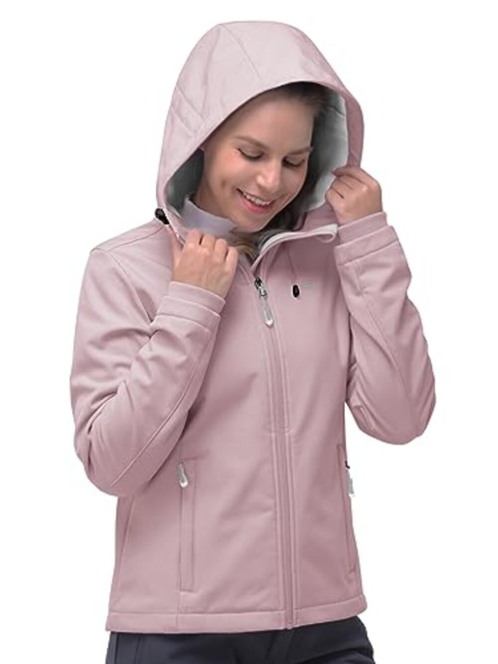 🆕 Women's Softshell Jacket, Fleece Lined Warm Jacket Light Hooded Windproof - Picture 2 of 7